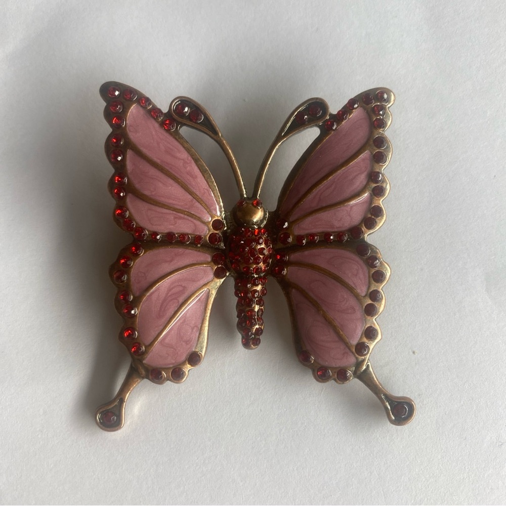 Elegant Pink Butterfly Brooch